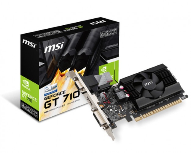 Tarjeta de Vídeo MSI Nvidia Geforce Gt 710 2GD3 Lp, 2GB GDDR3, 4096 x 2160 Pixeles, PCI Express 2.0, 1-HDMI, 1-VGA, 1-dvi (gt 710 2GD3 Lp)