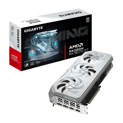 Tarjeta de Video Gigabyte Radeon Rx 9070 Xt Gaming Oc Ice 16g, 16 GB GDDR6, 256 Bit, PCIe 5.0, Disipacion Windforce, Blanca.
