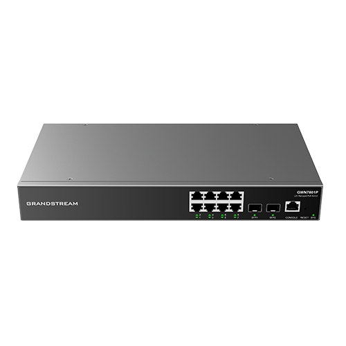 Switch Grandstream GWN7801 Gigabit Administrable / 8 Puertos 10/100/1000 Mbps + 2 Puertos SFP Uplink / Compatible con Gwn Cloud