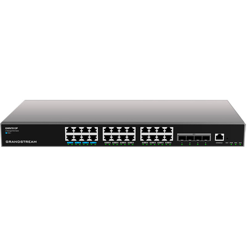 Switch Grandstream Networks GWN7813P Gestionado, L3, RJ-45 24, Gigabit Ethernet (10/100/1000), 24 PoE, Gris