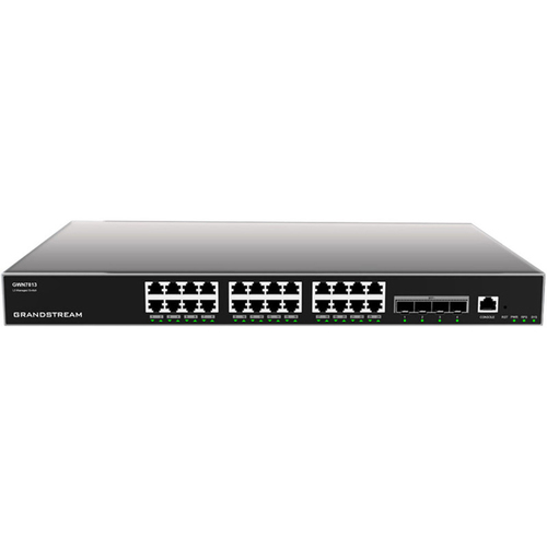 Switch Grandstream GWN7813/ Switch Capa 3 Administrable / 24 Puertos 10/100/1000 Mbps + 4 Puertos Sfp+ de 10 Gigabits / Compatible con Gwn Cloud.