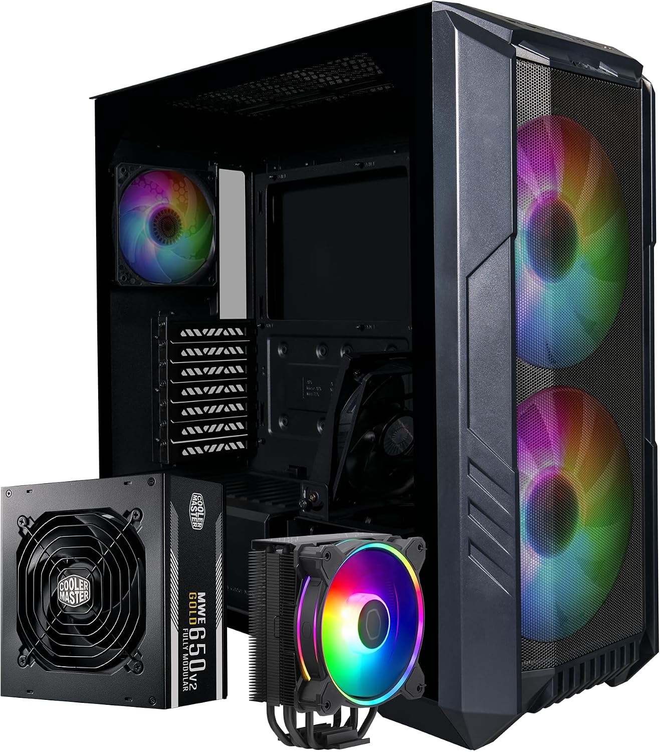 Gabinete Cooler Master Haf 5 Pro, Mid Tower, Incluye Disipador Hyper 212 Black + Fuente 80 Gold 650W