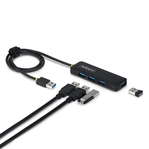 Hub Startech.com Interfaz USB 3.2 Gen 1 (3.1 Gen 1) Type-a, 4 USB A 3.1, Plástico, Cantidad de Puertos 4, Longitud de Cable 0.061 m, Velocidad 5000 Mbit/s, Color Negro