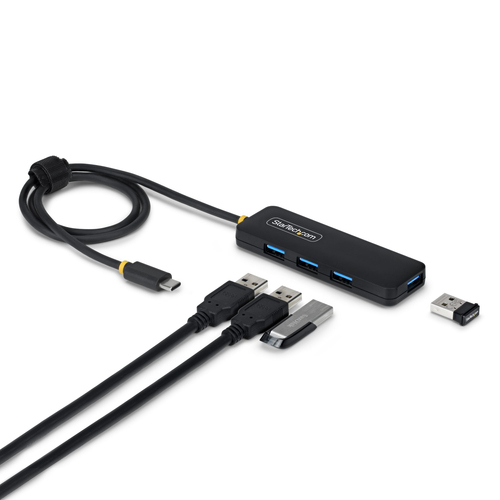 Hub Startech.com Interfaz USB 3.2 Gen 1 (3.1 Gen 1) Type-c, 4 USB A 3.1, Plástico, Cantidad de Puertos 4, Longitud de Cable 0.061 m, Velocidad 5000 Mbit/s, Color Negro