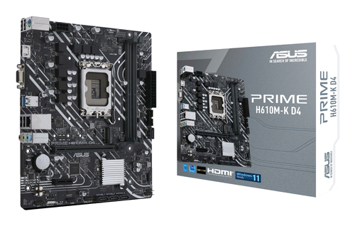 Tarjeta Madre Asus Prime H610M-K D4, Intel, Lga 1700, Intel® Celeron®, Intel® Core™ i3, Intel® Core™ i5, Intel® Core™ i7, Intel® Core™ i9,..., DDR4-SDRAM, 64 GB, Dimm