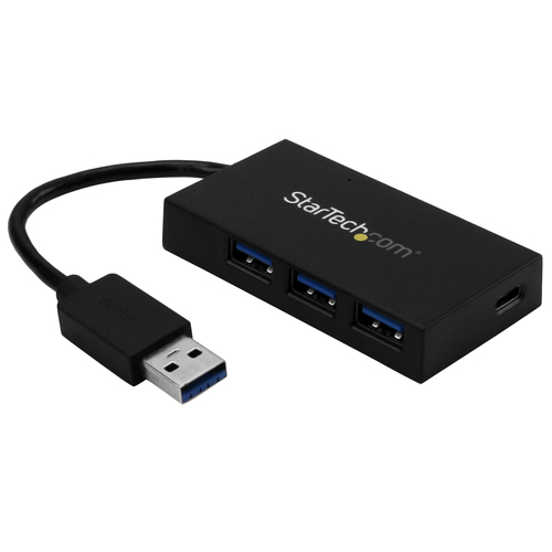 Hub Startech.com Interfaz USB 3.2 Gen 1 (3.1 Gen 1) Type-a, 3 USB A 3.1, 1 USB Tipo C, Plástico, Cantidad de Puertos 4, Longitud de Cable 0.146 m, Velocidad 5000 Mbit/s, Color Negro