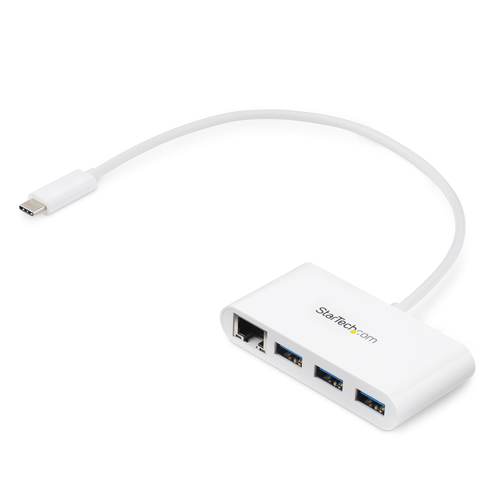 Tarjetas de Red Startech.com HB30C3A1GEA Interfaz de Host USB, Interfaz Ethernet, Puertos Ethernet LAN 1, Tasa de Transferencia (máx) 1000 Mbit/s, Color Blanco