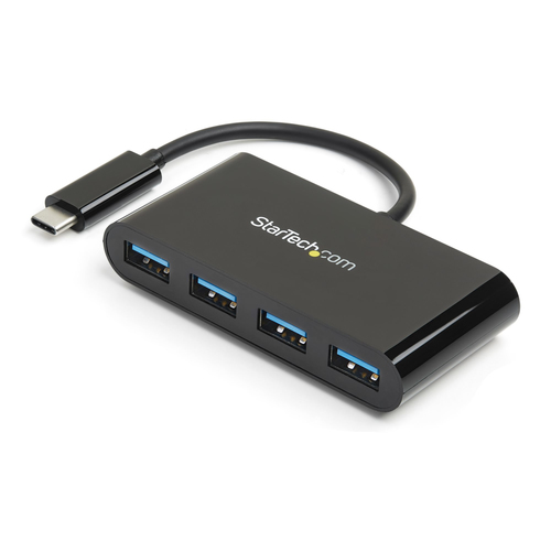 Hub Startech.com Interfaz USB 3.2 Gen 1 (3.1 Gen 1) Type-c, 4 USB A 3.1, Plástico, Cantidad de Puertos 4, Velocidad 5000 Mbit/s, Color Negro
