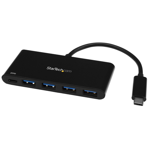 Hub Startech.com Interfaz USB 3.2 Gen 1 (3.1 Gen 1) Type-c, 4 USB A 3.1, 1 USB Tipo C, Plástico, Cantidad de Puertos 5, Longitud de Cable 0.15 m, Velocidad 5000 Mbit/s, Color Negro