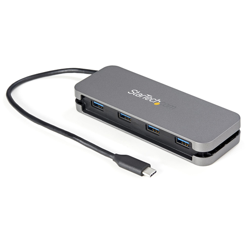 Hub Startech.com Interfaz USB 3.2 Gen 1 (3.1 Gen 1) Type-c, 4 USB A 3.1, Plástico, Cantidad de Puertos 4, Longitud de Cable 0.28 m, Velocidad 5000 Mbit/s, Color Negro, Gris
