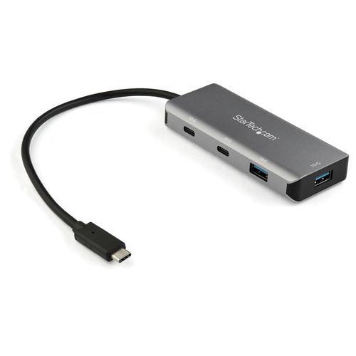 Hub Startech.com Interfaz USB 3.2 Gen 2 (3.1 Gen 2) Type-c, Aluminio, Plástico, Cantidad de Puertos 4, Longitud de Cable 0.25 m, Velocidad 10000 Mbit/s, Color Negro, Gris