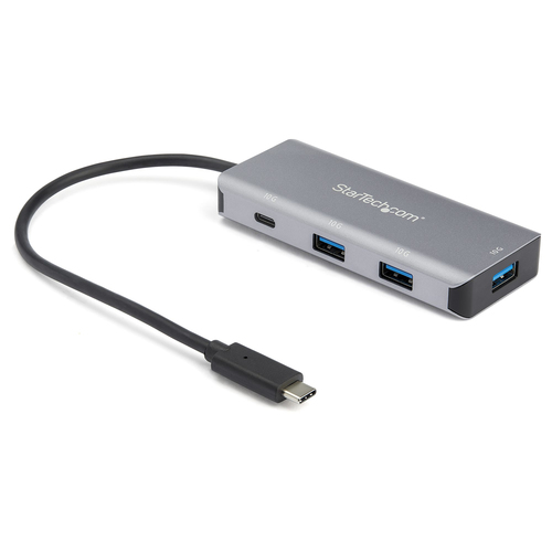 Hub Startech.com Interfaz USB 3.2 Gen 2 (3.1 Gen 2) Type-c, Aluminio, Plástico, Cantidad de Puertos 4, Longitud de Cable 0.25 m, Velocidad 10000 Mbit/s, Color Negro, Gris