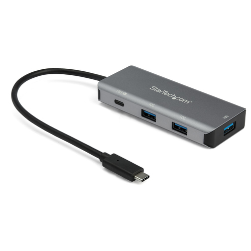 Hub Startech.com Interfaz USB 3.2 Gen 2 (3.1 Gen 2) Type-c, Aluminio, Plástico, Cantidad de Puertos 4, Longitud de Cable 0.25 m, Velocidad 10000 Mbit/s, Color Negro, Gris