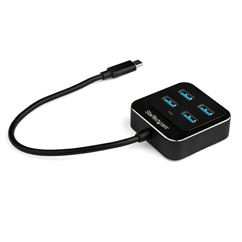 Hub Startech.com Interfaz USB 3.2 Gen 2 (3.1 Gen 2) Type-c, Aluminio, Plástico, Cantidad de Puertos 4, Longitud de Cable 0.25 m, Velocidad 10000 Mbit/s, Color Negro