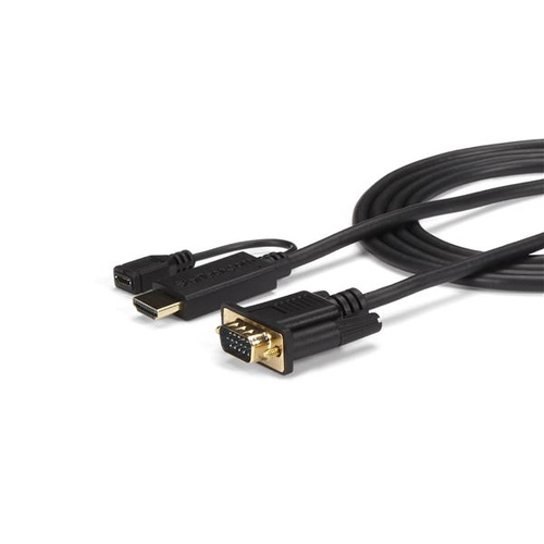 Adaptador Vídeo Startech.com VGA (d-sub) a HDMI + Micro USB, 3 m, Negro
