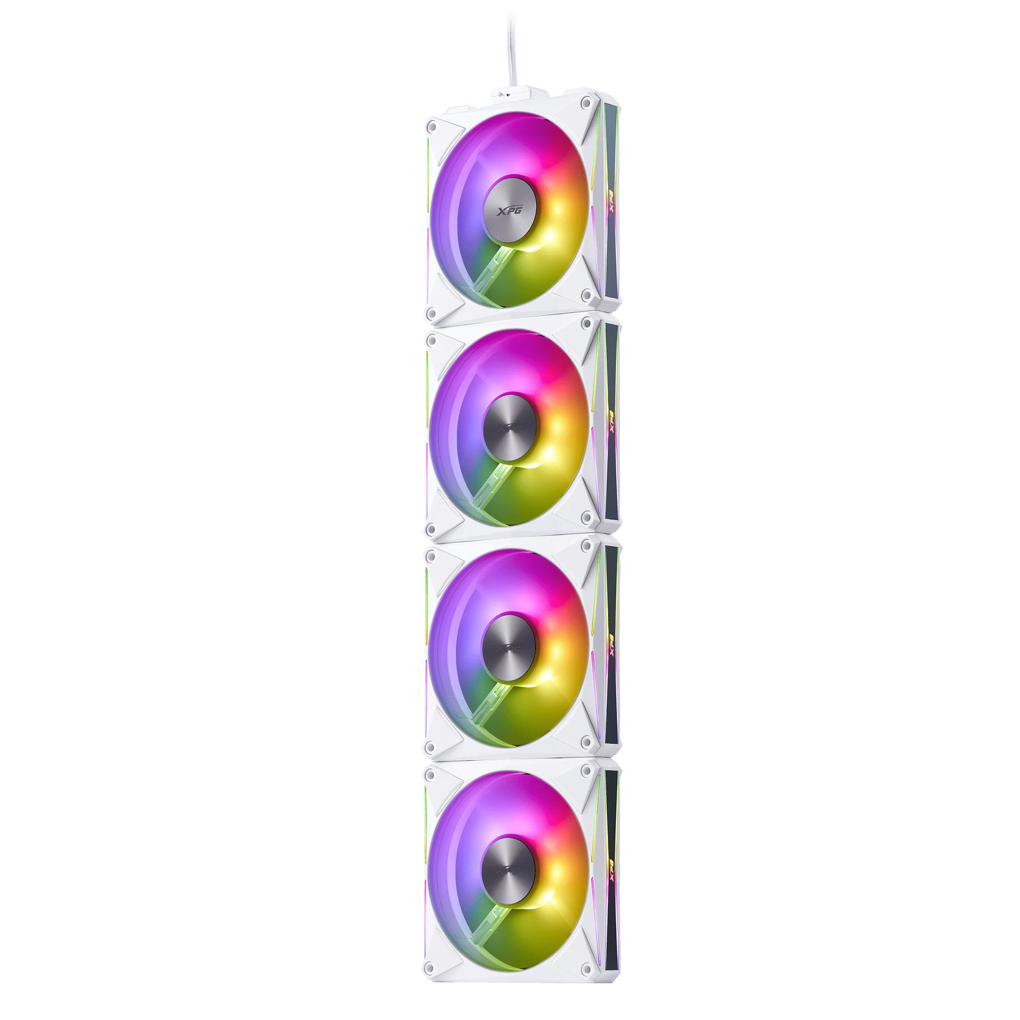 Kit de 4 Ventiladores XPG Hurricane Mag 120 Argb Pwm Magneticos, Cable Flexible, Blanco