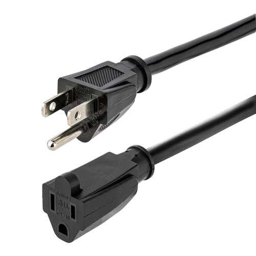 Cables de Poder Startech.com Macho, Hembra 125 V, 4.5 m, Negro