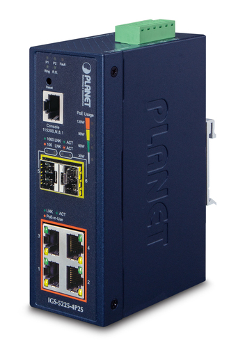 Switch Planet IGS-5225-4P2S Gestionado, L2+, RJ-45 4, Gigabit Ethernet (10/100/1000), (PoE +) 4, Azul