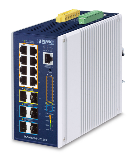 Switch Planet Industrial L3 8-port Gestionado, L3, RJ-45 8, Gigabit Ethernet (10/100/1000), Aluminio, Azul