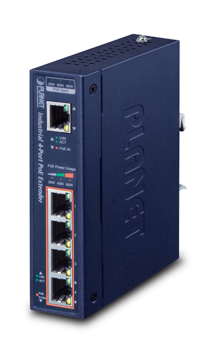 Extensor de Red Planet IPOE-E174 5RJ-45, Azul