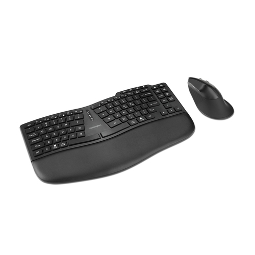 Kit Teclado y Mouse Kensington Pro Fit Ergo KM675 Eq Interruptor de Membrana, Inalámbrico, USB Tipo A, 2400 dpi, Negro
