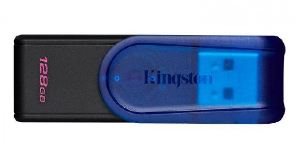 Memoria USB Kingston Datatraveler Exodia S, 128GB 3.0, Tapa Giratoria, Azul