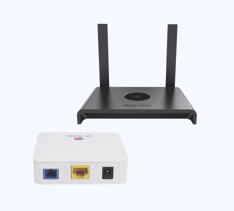 Kit de Router RG-EW300N + Adaptador Fibra Gpon Vsol V2801-SG