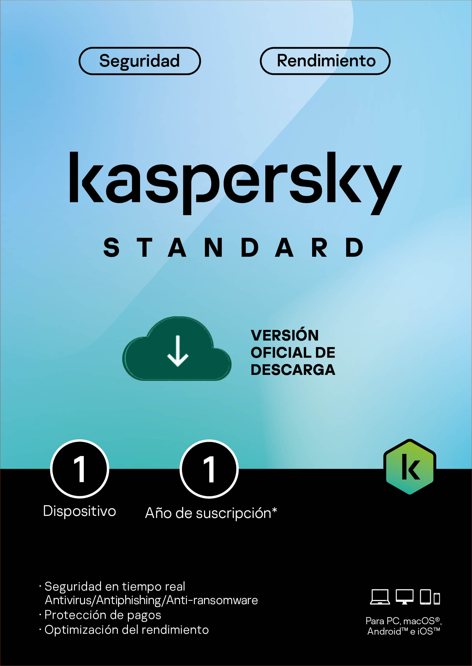 Licencia Electronica Esd Antivirus Kaspersky Standar / 1 Dispositivo / 365 Dias / Base