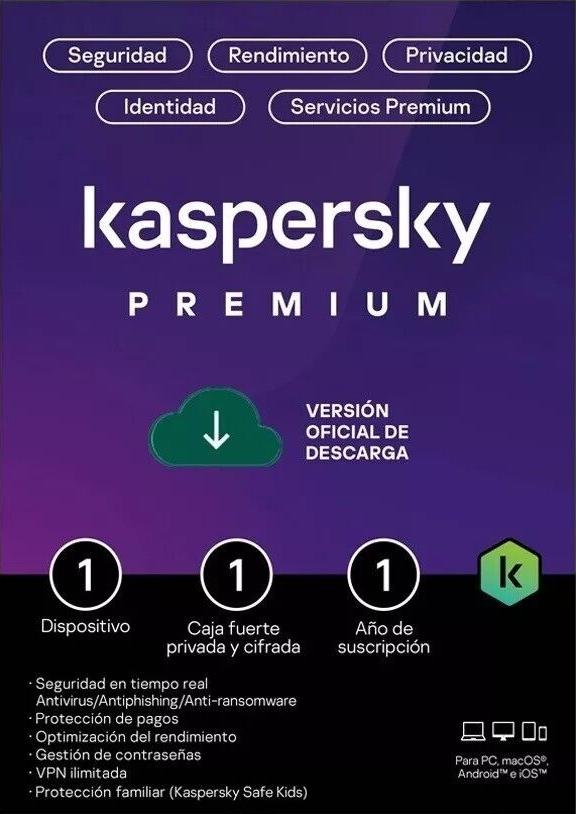 Licencia Electronica Esd Kaspersky Premium / 1 Dispositivo / 365 Dias / Base, Clave de Activacion, No Devolucion, No Cancelacion