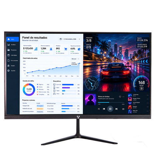 Monitor Vorago LED-C24 LED, 23.6", Full HD, VA, 75 Hz, 5 ms, Freesync, Negro