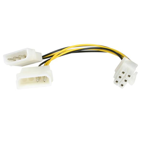Cable Startech (LP4PCIEXADAP), Adaptador de Alimentación de LP4 a PCI Express de 6 Pines para Tarjeta Gráfica, 15cm