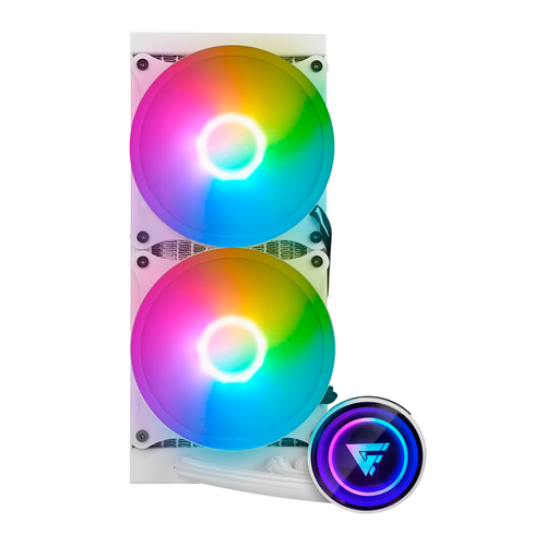 Enfriamiento Liquido Game Factor, LQG601-WH, 240mm, 2X120MM, Blanco