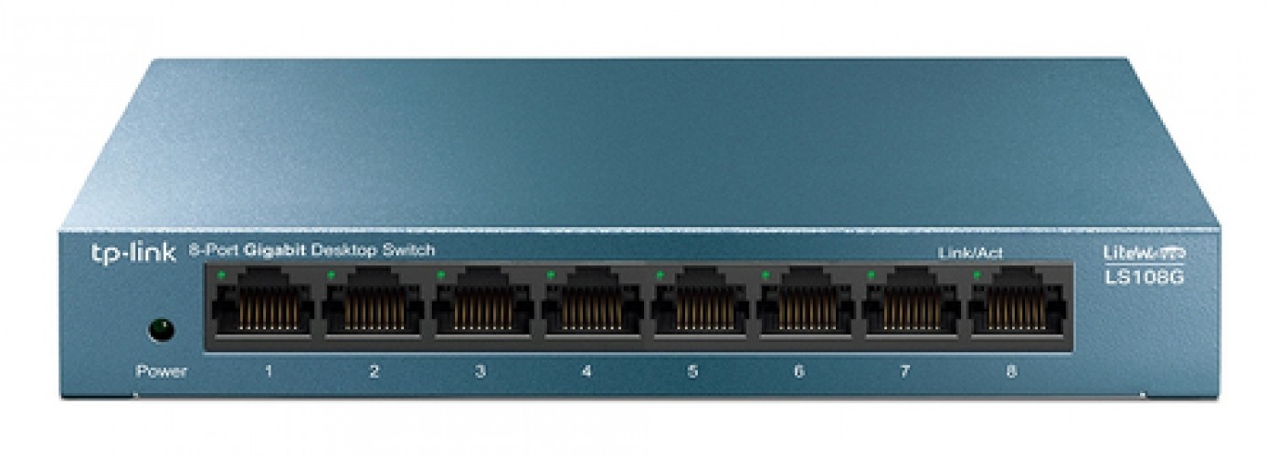 Switch TP-Link LS108G No Administrado, RJ-45 8, Gigabit Ethernet (10/100/1000), Azul