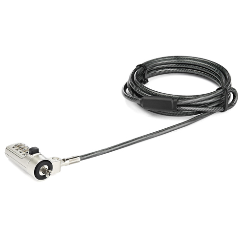 Cable Antirrobo Startech.com Ltlocknbl Noble, Cerradura con Combinación, 2.043 m, Zinc de Acero, Negro, Plata