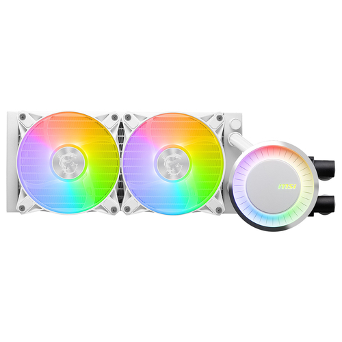Enfriamiento Liquido MSI Mag Coreliquid E240 White, Argb, 2X120MM, 3000rpm, Intel 1200/1700, AMD AM5/AM4, Blanco