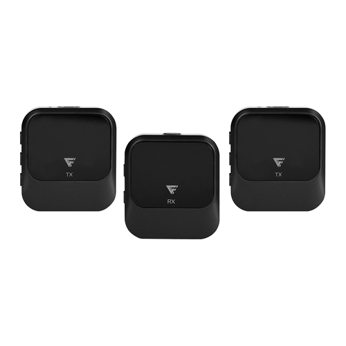 Kit de 2 Microfonos y 1 Receptor Inalambricos Game Factor MCL650, 8HR, USB-C 2.4 GHz, 3.5mm, Negro