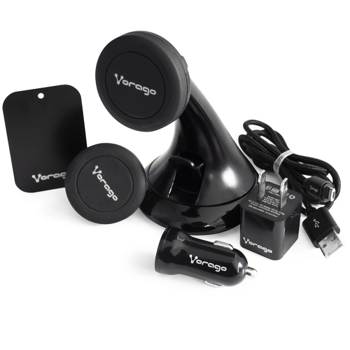 Kit Vorago Mobile MK-300, Cargador para Auto y Pared, Soporte Magnético para Auto, Cable Híbrido Micro USB O Lightning, Negro