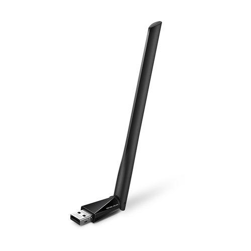 Adaptador de Red Inalambrico MU6H Mercusys AC650 Doble Banda, USB, 5DBI, 5GHz/2.4GHz, Negro