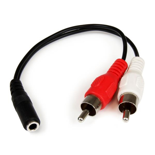 Cable de Audio Startech.com , Longitud 0,152 m, Macho/hembra, 3.5mm a 2 x Rca, Negro