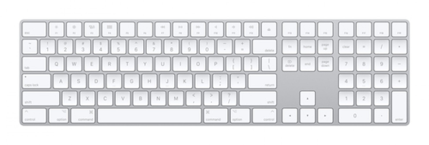 Teclado Apple MXCJ3LL/A Inglés de Ee.uu. , Inalámbrico y Alámbrico, Bluetooth, Interruptor de Llave de Tijera, Plata, Blanco