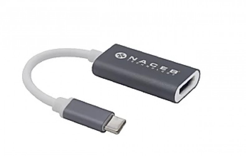 Adaptador Vídeo Naceb Technology NA-0114 USB Tipo C a HDMI, Gris, Blanco