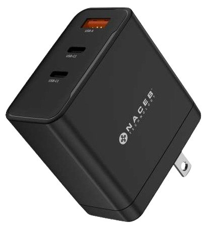 Cargador Naceb Technology NA-0144 Universal, Interior, 2USB-C, Negro