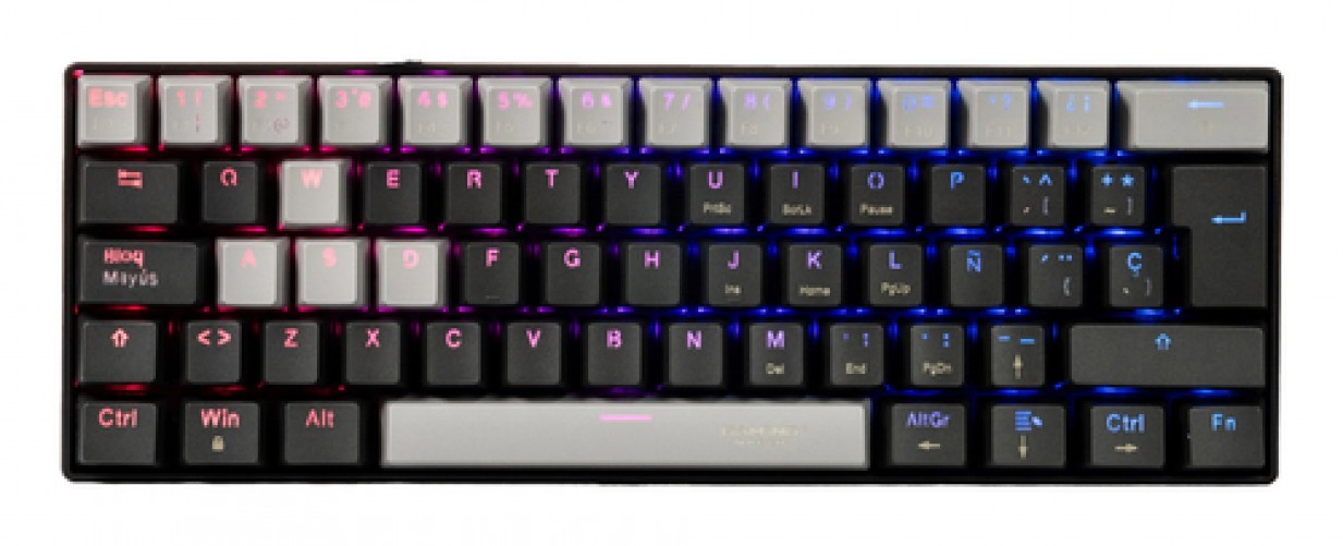 Teclado Naceb Technology NA-0968 Alámbrico, USB, Interruptor Mecánico, LED RGB, Negro, Gris