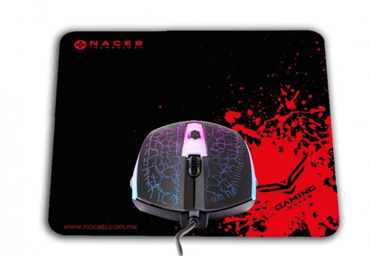 Mouse Optico Alambrico Gaming Naceb (na-632) con Mouse Pad Naceb, USB, 4 Botones, Color Negro