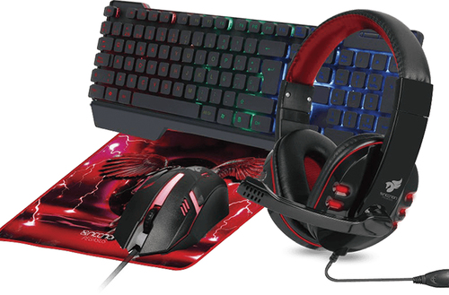 Kit Teclado y Mouse Necnon Ngc-pegasus USB, Retroiluminado, Alámbrico, 1000 dpi, Rojo