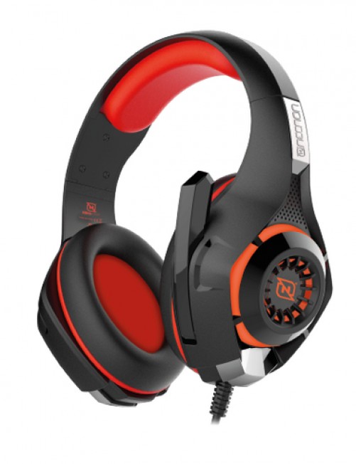 Audífonos Necnon Nbhg-viper Diadema, Alámbrico, 3.5 mm, USB, Negro, Rojo
