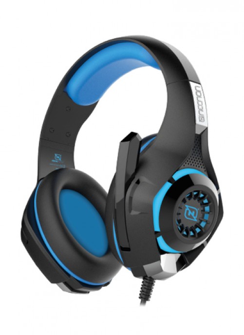Audífonos Necnon Nbhg-viper Diadema, Alámbrico, 3.5 mm, USB, Negro, Azul, Plata