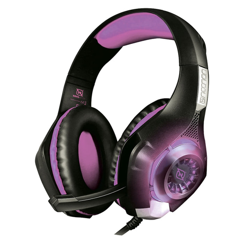 Audífonos Necnon Nbhg-viper Diadema, Alámbrico, 3.5 mm, USB, Negro, Violeta