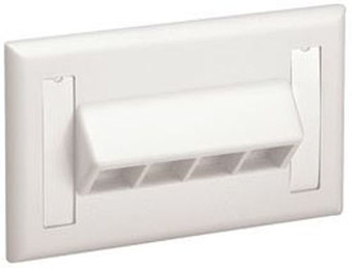 Placa de Pared Horizontal, Salida para 4 Puertos Keystone, con Espacios para Etiquetas, Color Blanco Mate