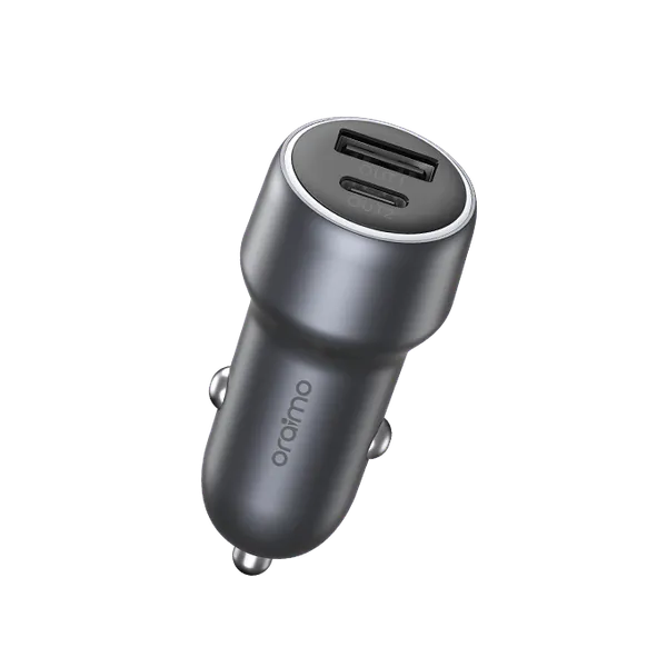 Cargador Auto Oraimo Bullet 48, 48W, 2 Puertos USB-A y Tipo-c, Qc 3.0, PD 30W, Entrada 12-24V DC, Color Negro.